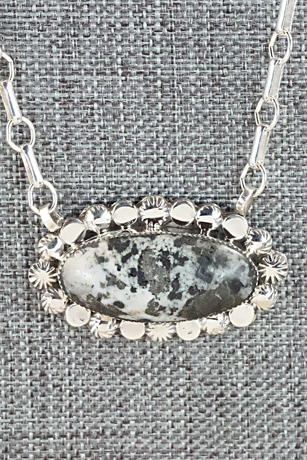 White Buffalo & Sterling Silver Necklace - Gregg Yazzie