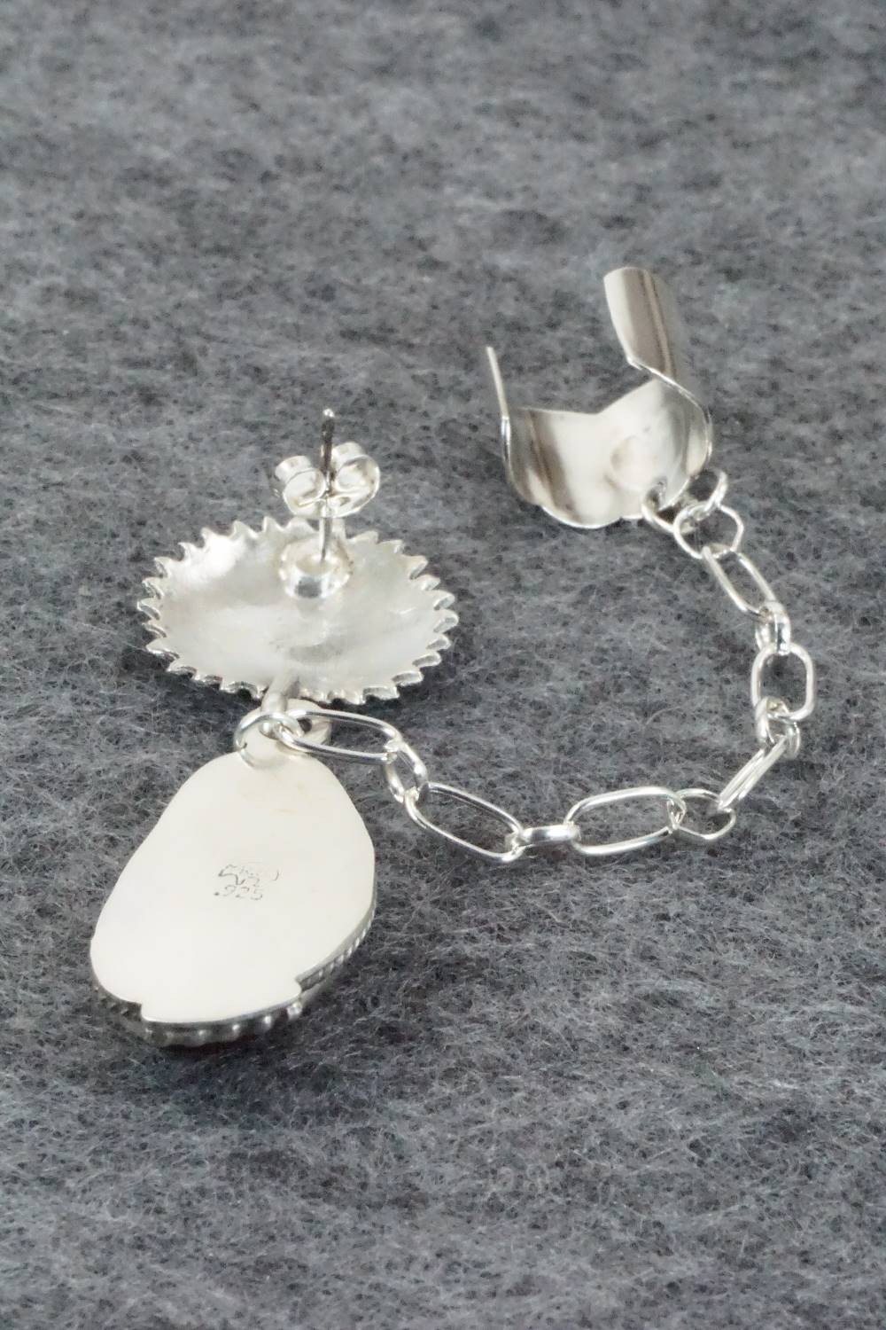Spiny Oyster & Sterling Silver Earring Cuff Chain - Verley Betone