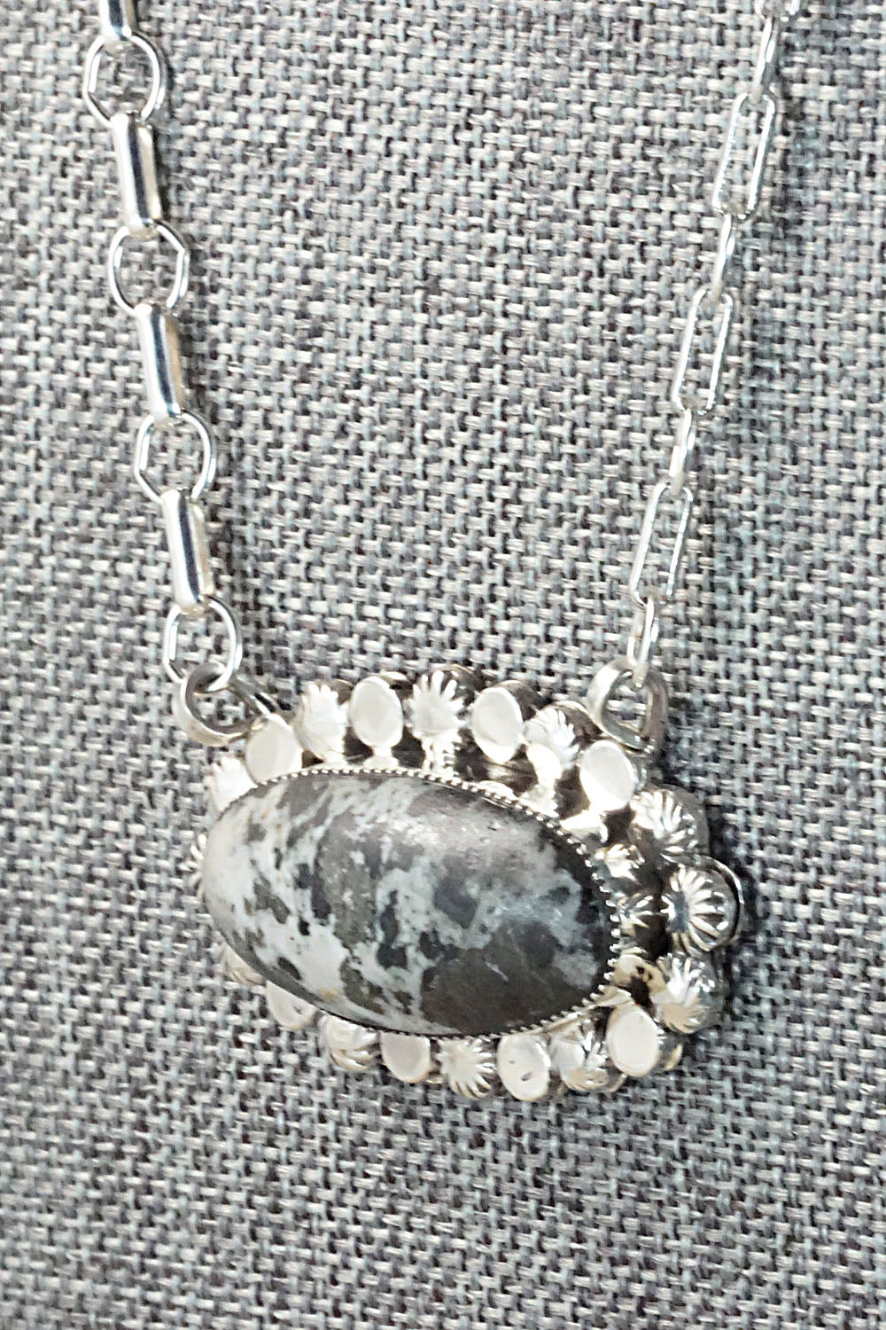 White Buffalo & Sterling Silver Necklace - Gregg Yazzie
