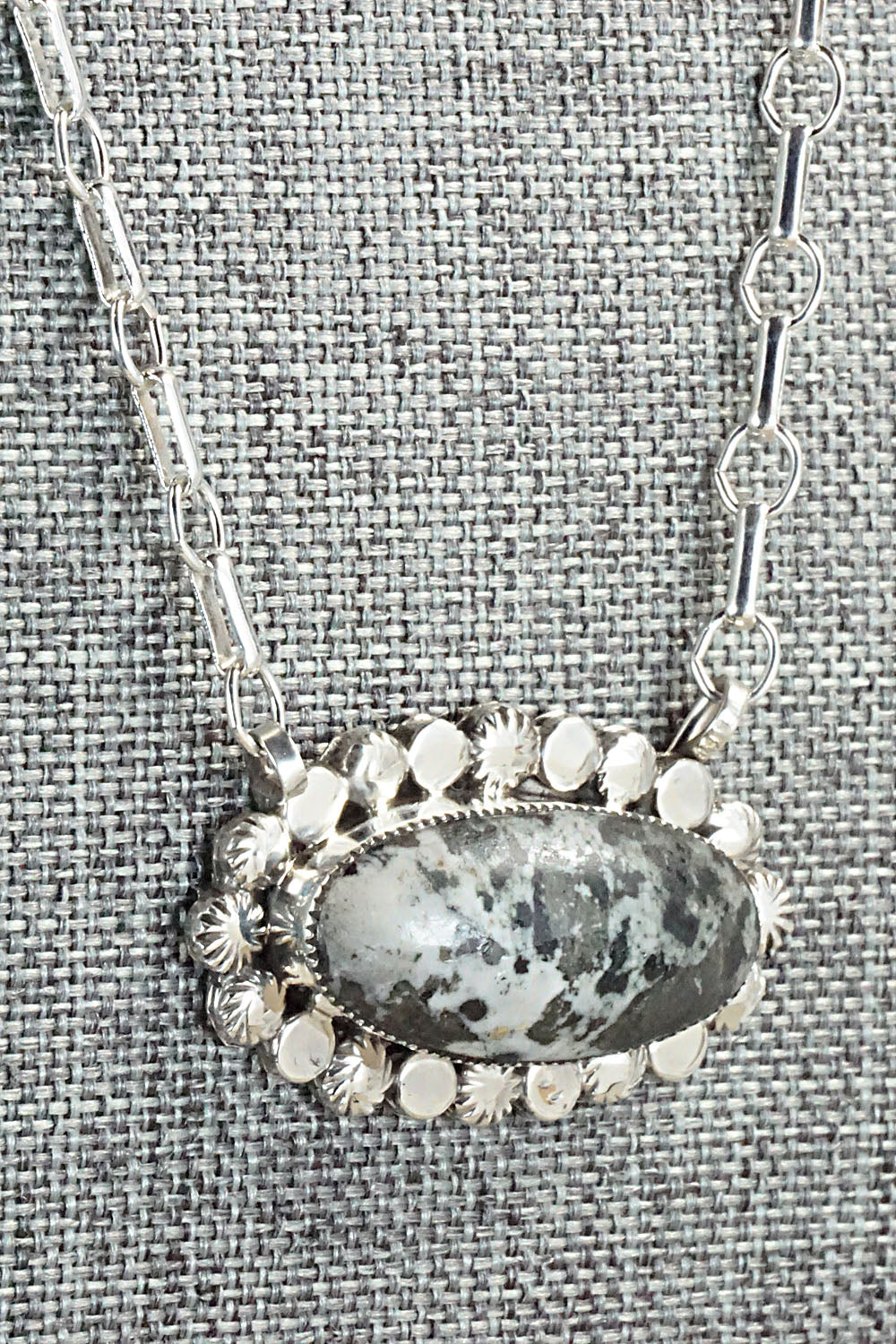 White Buffalo & Sterling Silver Necklace - Gregg Yazzie