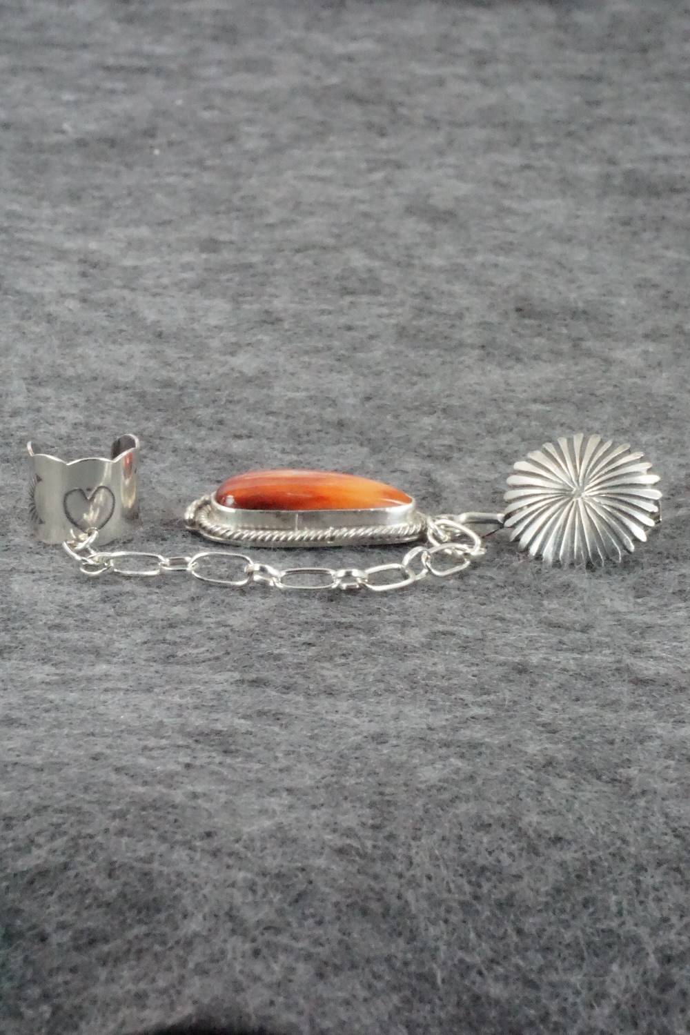 Spiny Oyster & Sterling Silver Earring Cuff Chain - Verley Betone
