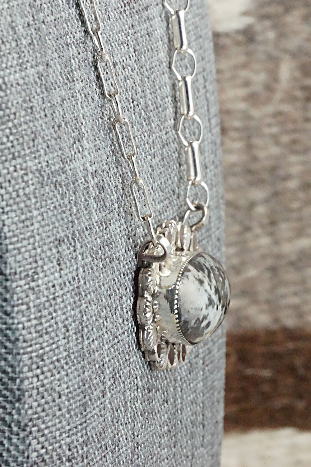 White Buffalo & Sterling Silver Necklace - Gregg Yazzie