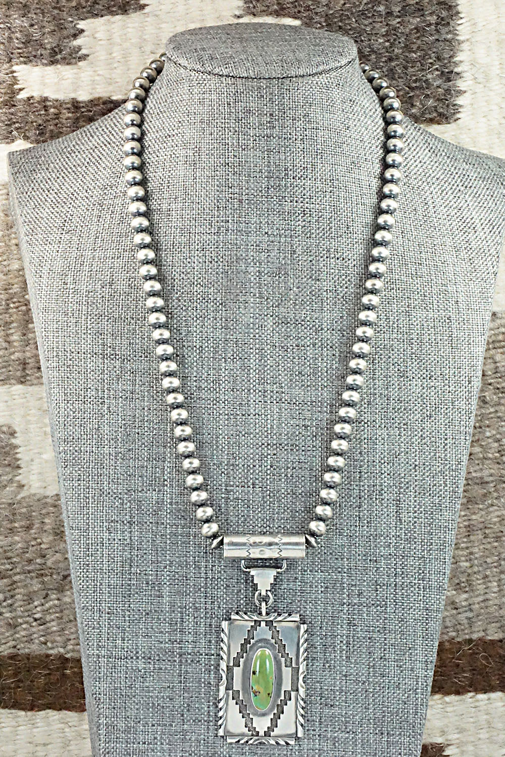 Turquoise & Sterling Silver Navajo Pearl Necklace - Alfred Martinez