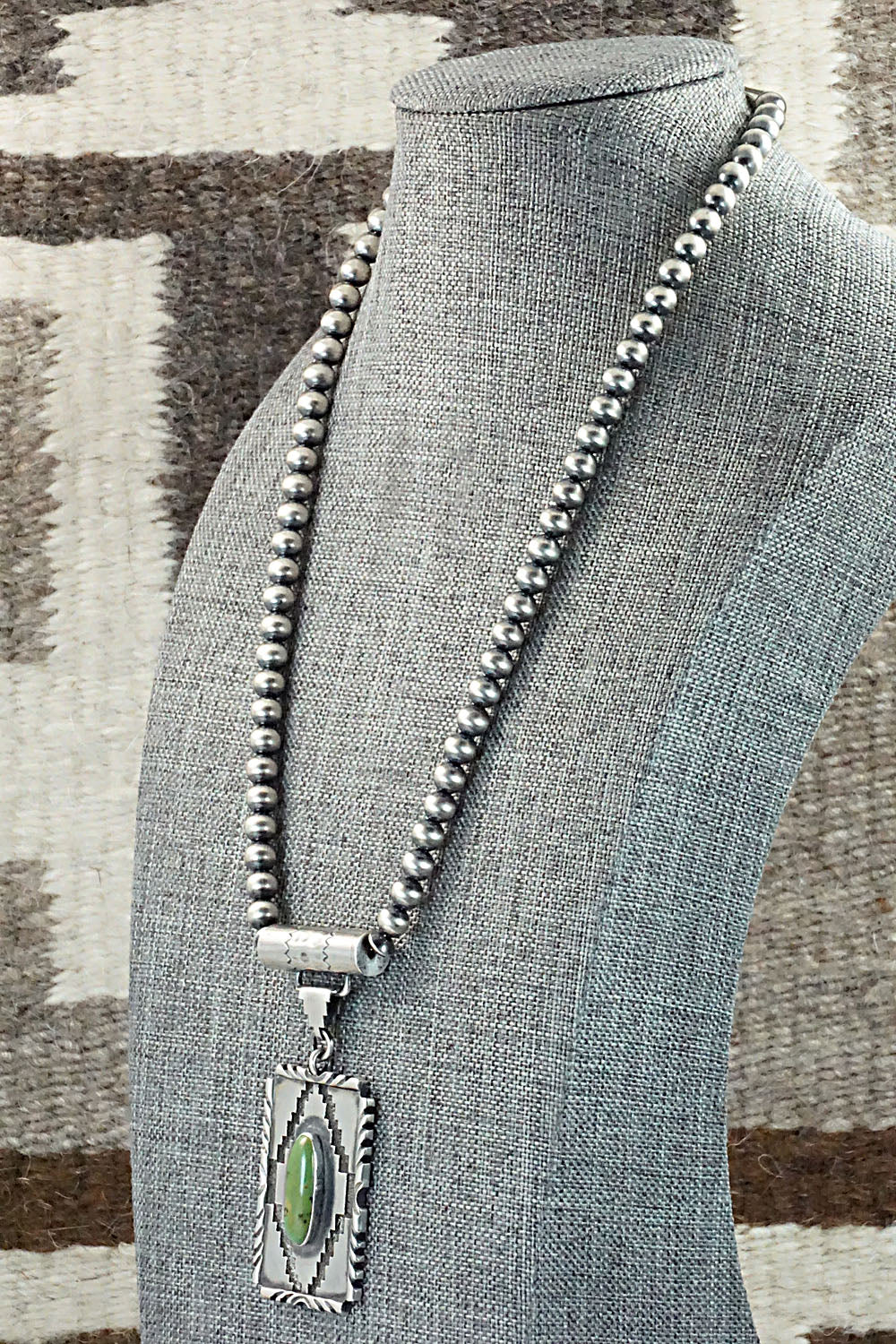 Turquoise & Sterling Silver Navajo Pearl Necklace - Alfred Martinez