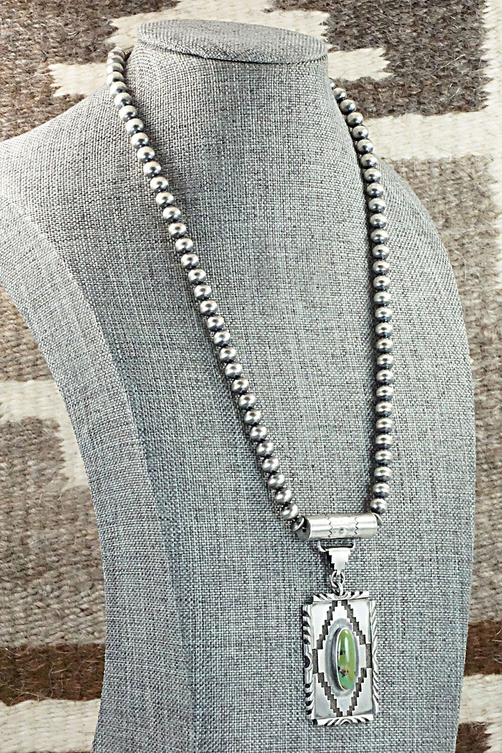 Turquoise & Sterling Silver Navajo Pearl Necklace - Alfred Martinez