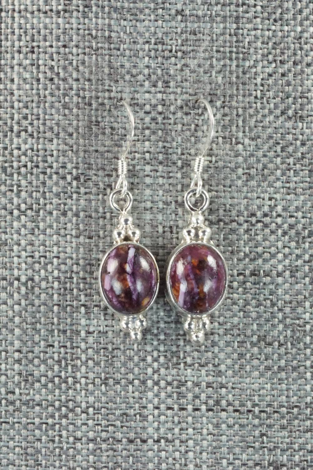 Spiny Oyster & Sterling Silver Earrings - Elaine Shirley
