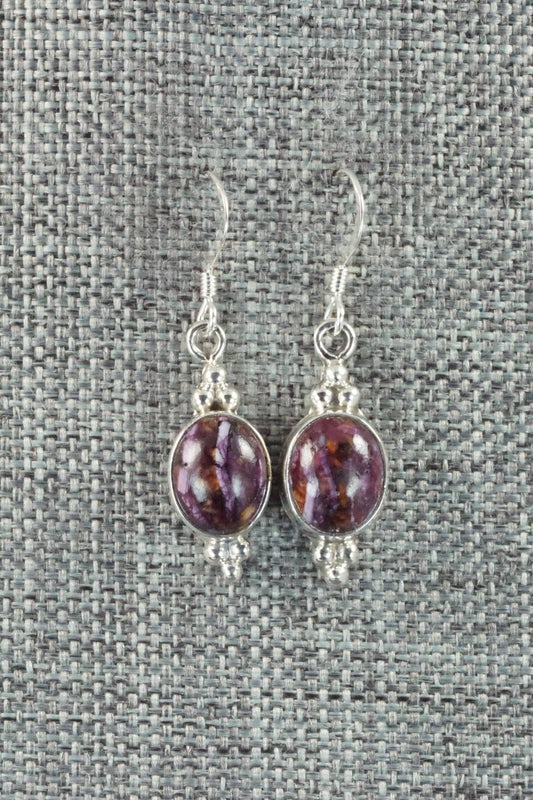 Spiny Oyster & Sterling Silver Earrings - Elaine Shirley