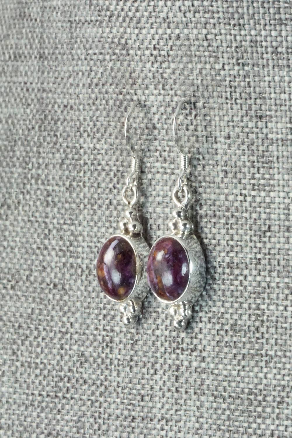 Spiny Oyster & Sterling Silver Earrings - Elaine Shirley