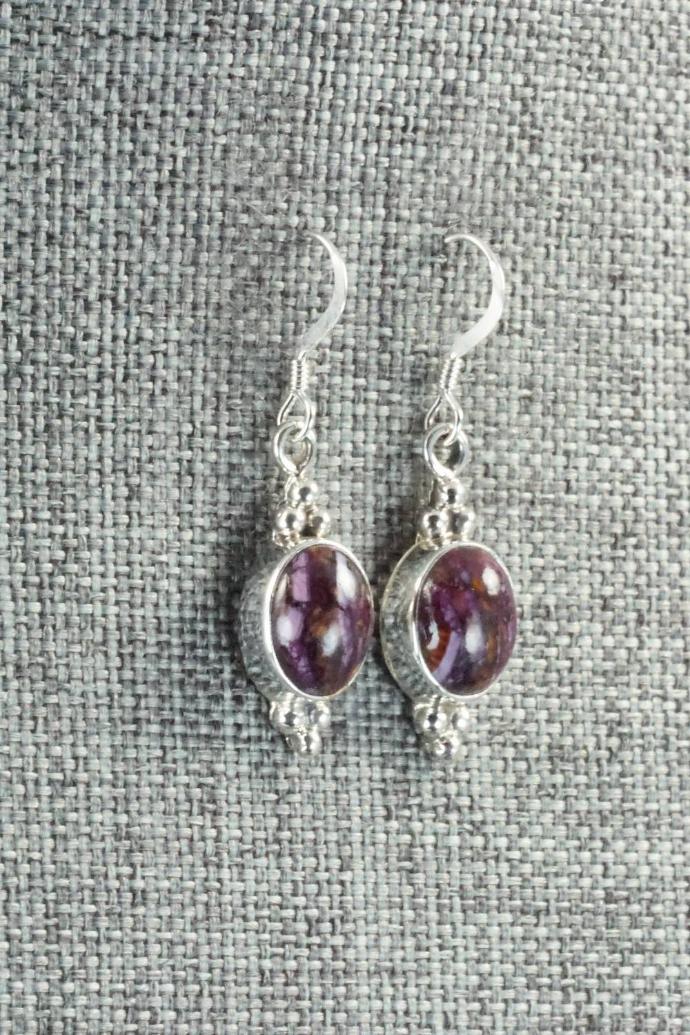 Spiny Oyster & Sterling Silver Earrings - Elaine Shirley