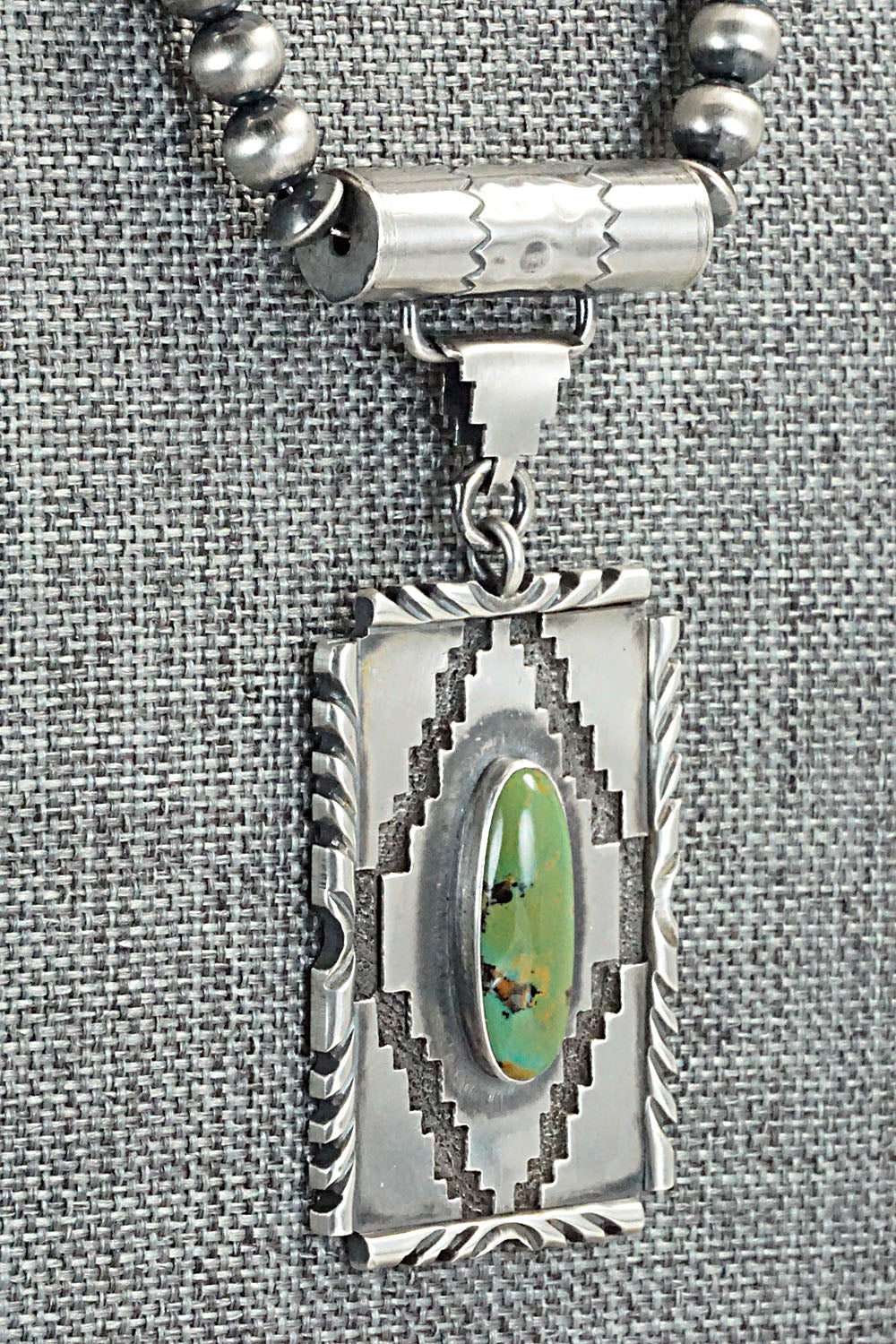Turquoise & Sterling Silver Navajo Pearl Necklace - Alfred Martinez