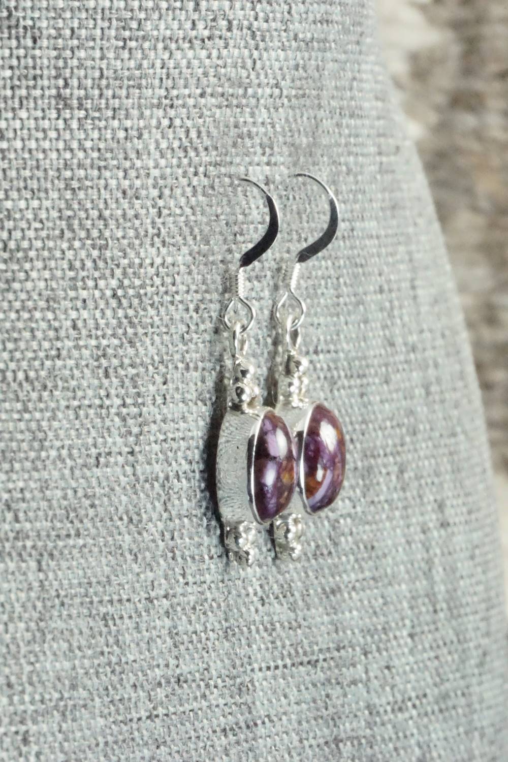 Spiny Oyster & Sterling Silver Earrings - Elaine Shirley