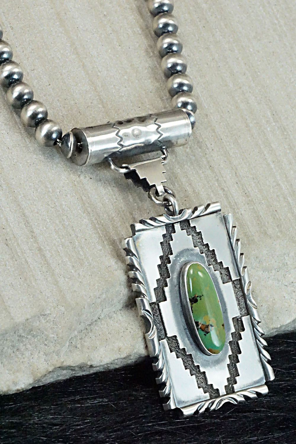 Turquoise & Sterling Silver Navajo Pearl Necklace - Alfred Martinez