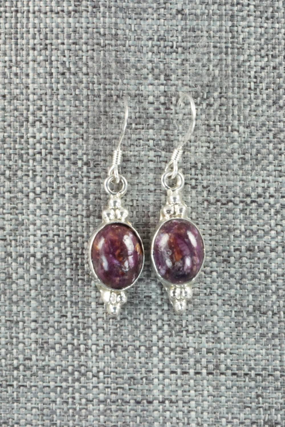 Spiny Oyster & Sterling Silver Earrings - Elaine Shirley