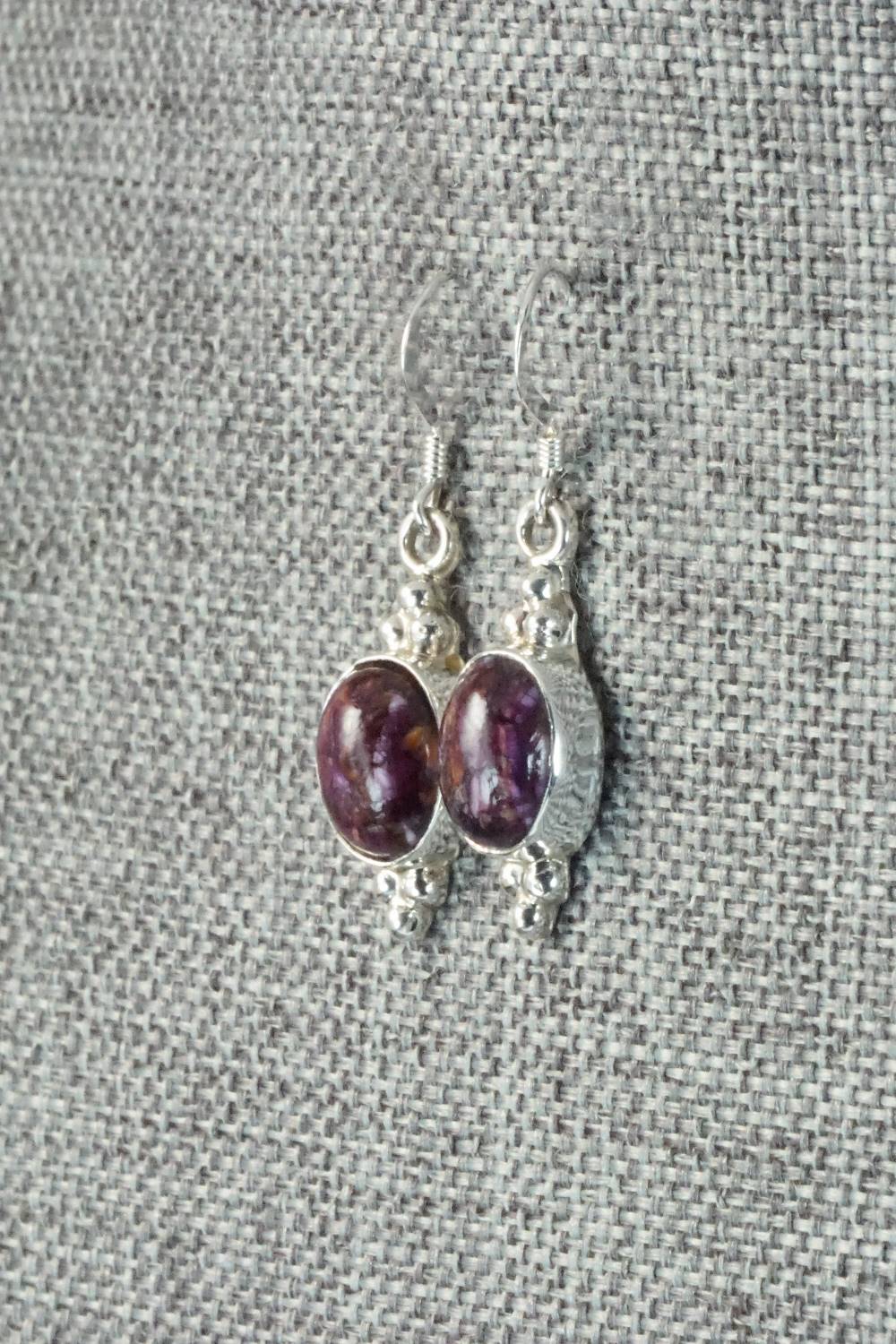 Spiny Oyster & Sterling Silver Earrings - Elaine Shirley