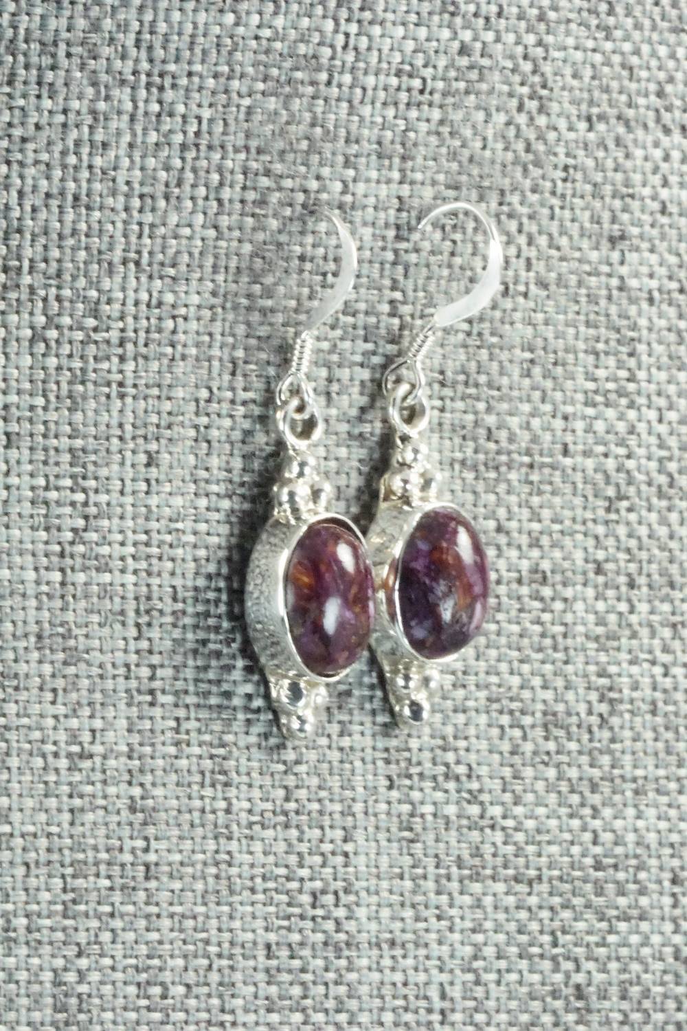 Spiny Oyster & Sterling Silver Earrings - Elaine Shirley