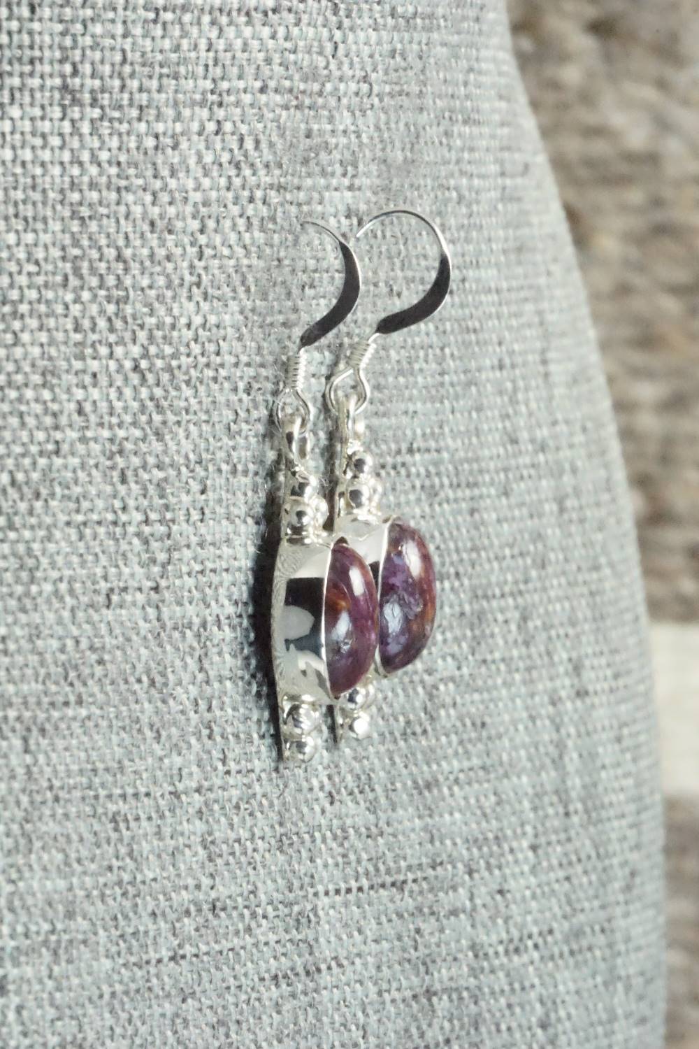 Spiny Oyster & Sterling Silver Earrings - Elaine Shirley