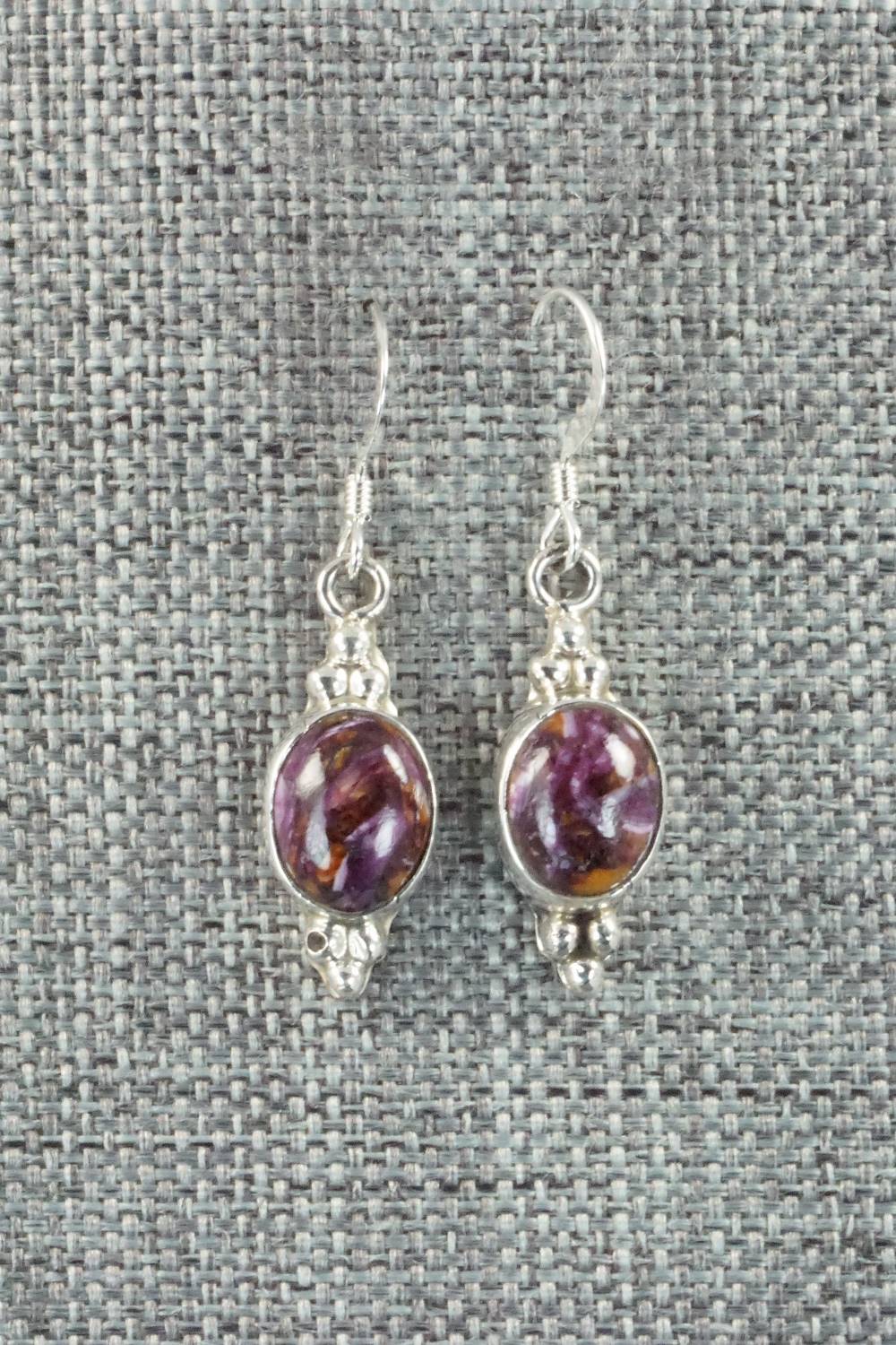 Spiny Oyster & Sterling Silver Earrings - Elaine Shirley
