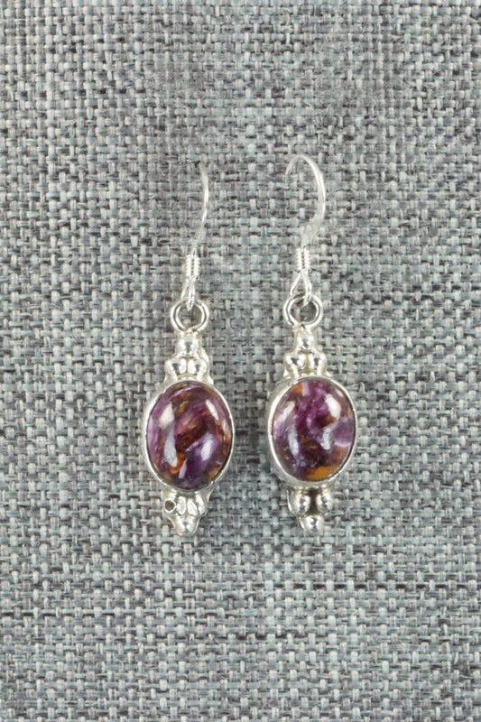 Spiny Oyster & Sterling Silver Earrings - Elaine Shirley