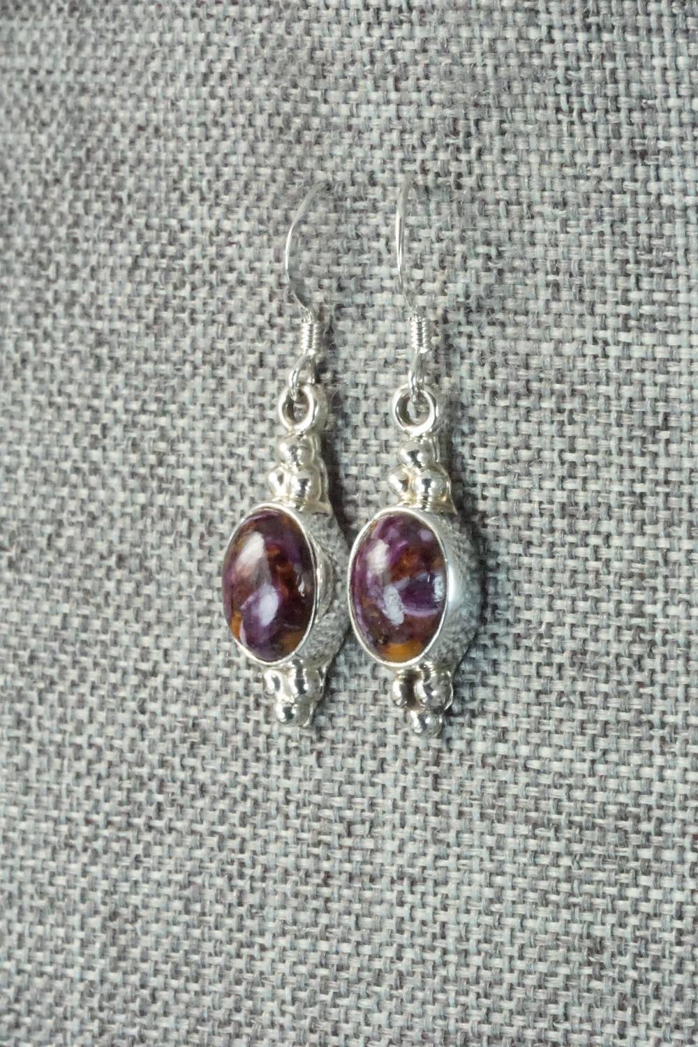 Spiny Oyster & Sterling Silver Earrings - Elaine Shirley