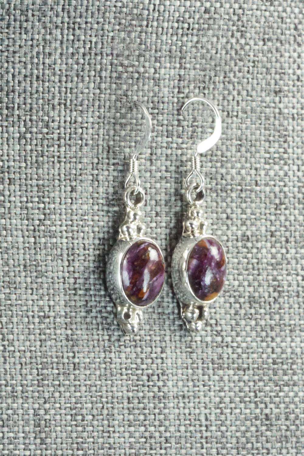 Spiny Oyster & Sterling Silver Earrings - Elaine Shirley