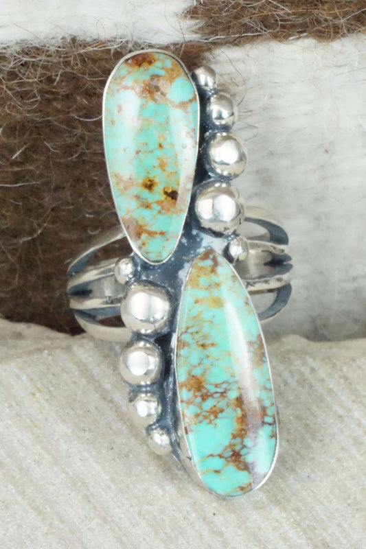 Turquoise and Sterling Silver Ring - Navajo - Size 9