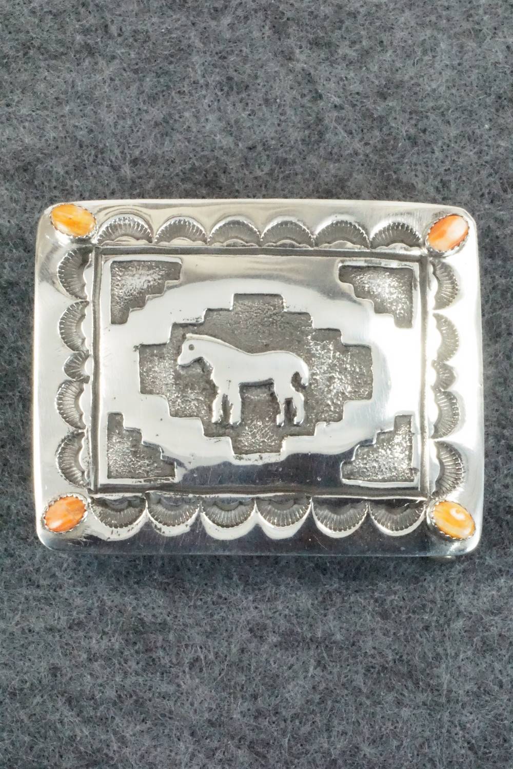Spiny Oyster and Sterling Silver Belt Buckle - Emerson Kinsel