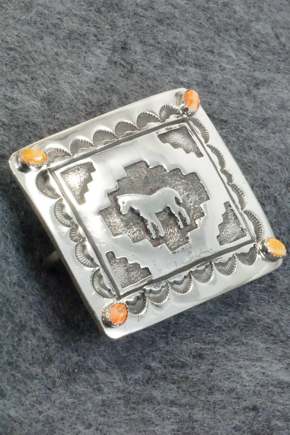 Spiny Oyster and Sterling Silver Belt Buckle - Emerson Kinsel