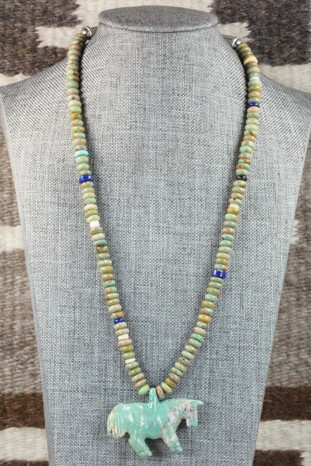 Horse Zuni Fetish Carving Necklace - Andres Quandelacy