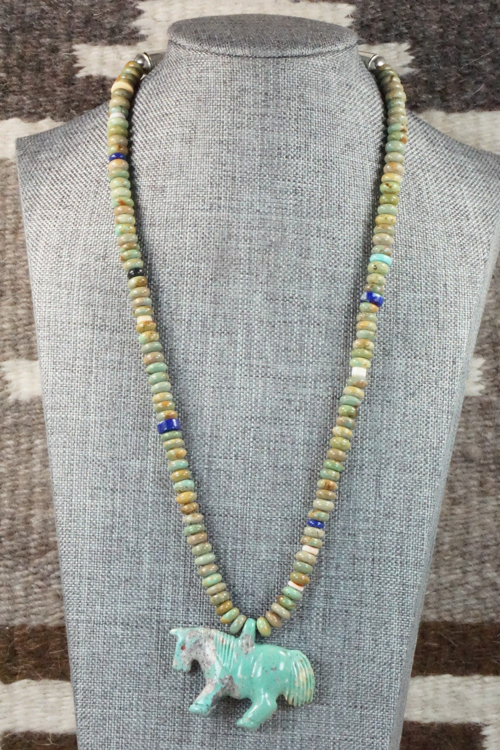 Horse Zuni Fetish Carving Necklace - Andres Quandelacy