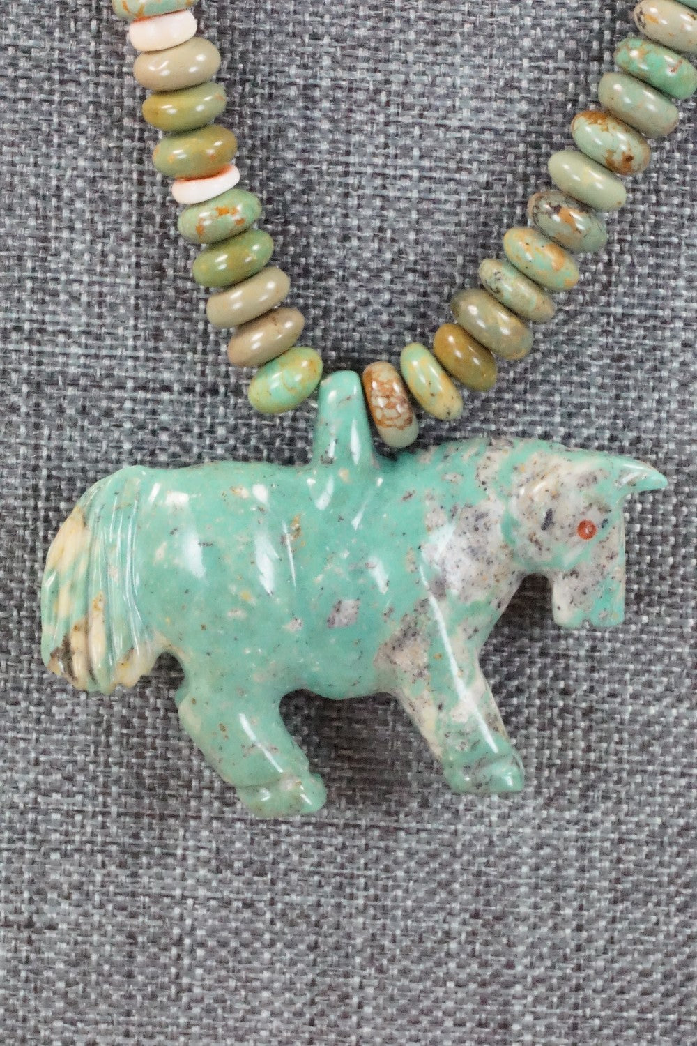Horse Zuni Fetish Carving Necklace - Andres Quandelacy