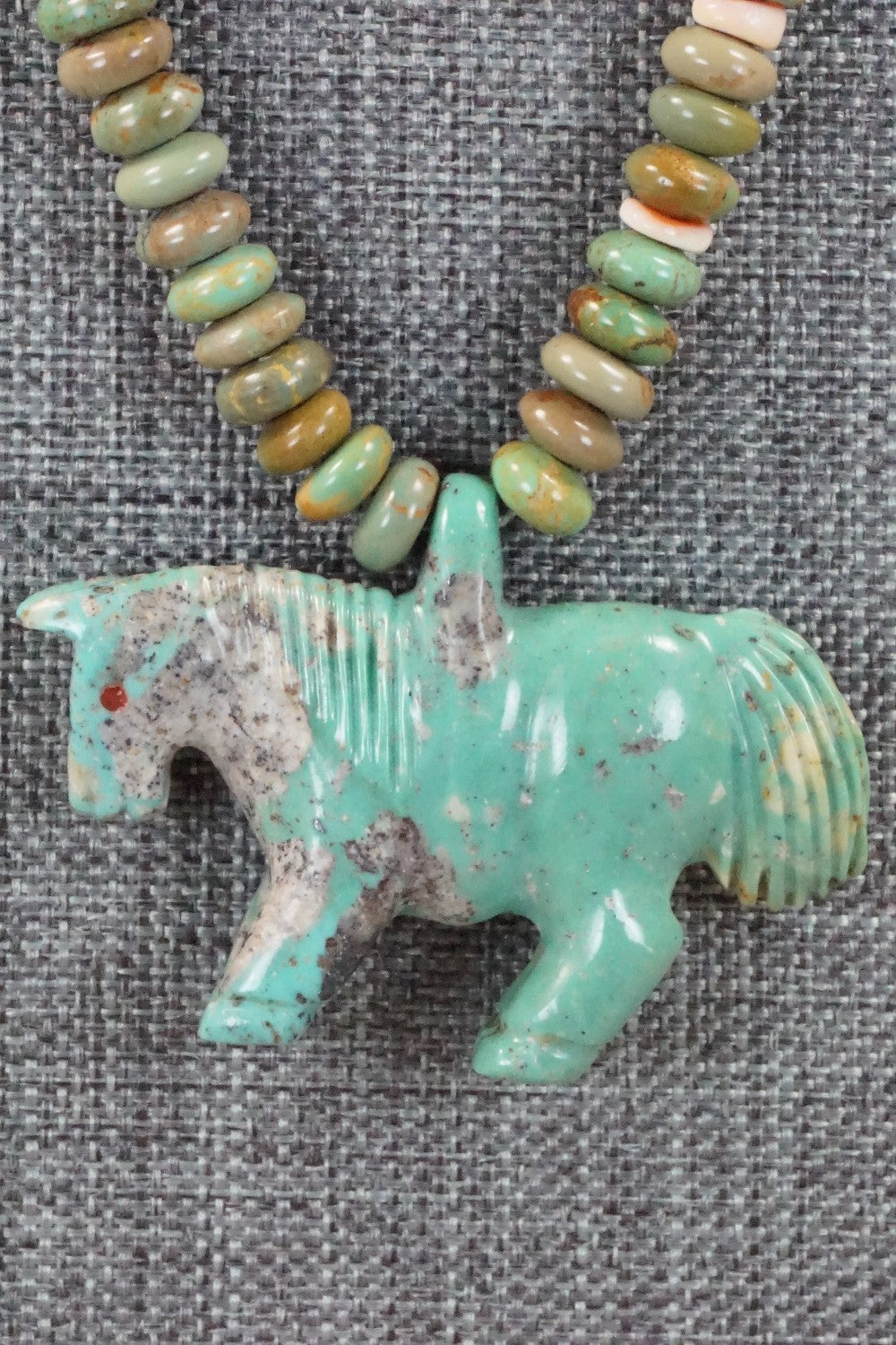 Horse Zuni Fetish Carving Necklace - Andres Quandelacy