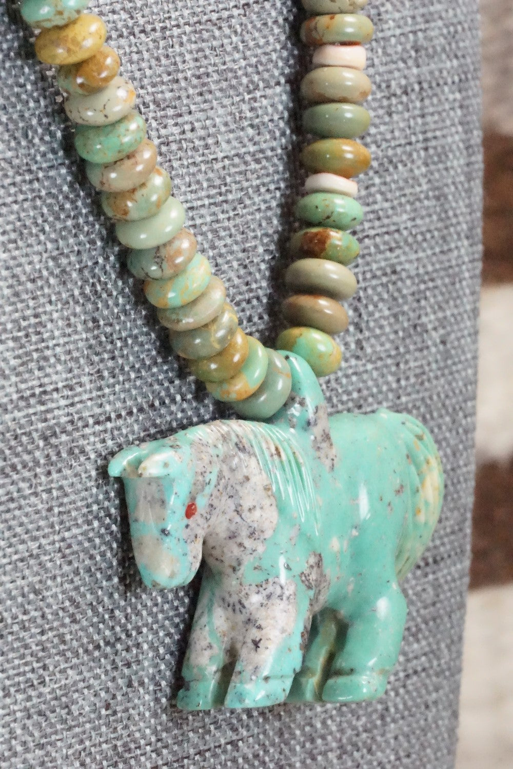 Horse Zuni Fetish Carving Necklace - Andres Quandelacy