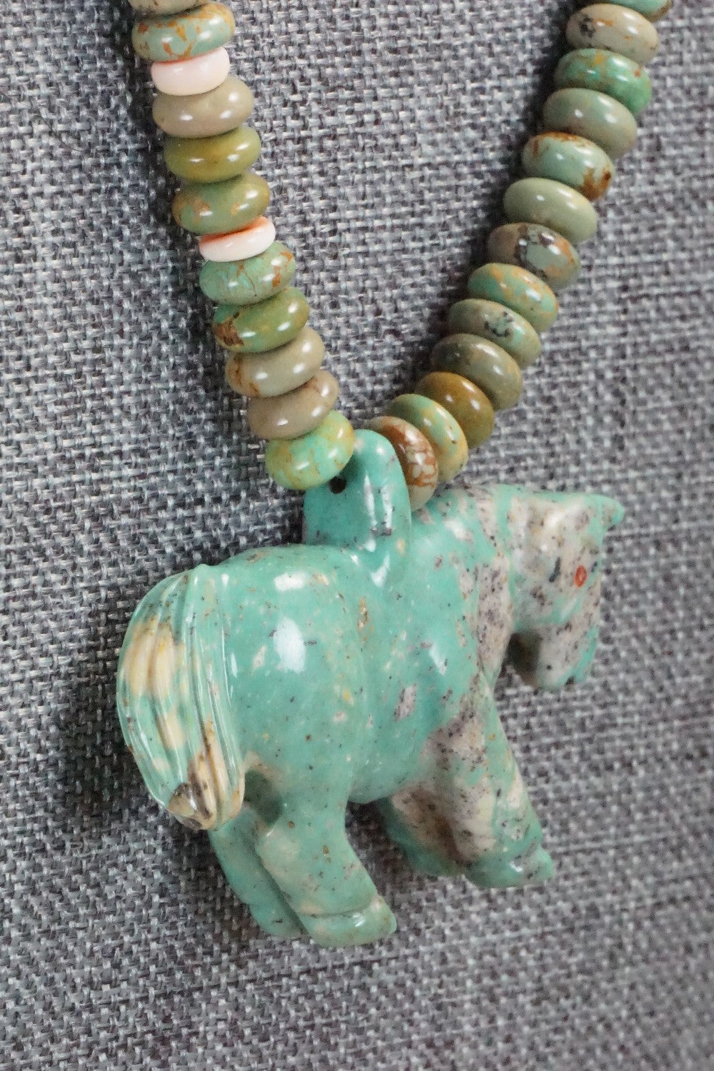 Horse Zuni Fetish Carving Necklace - Andres Quandelacy