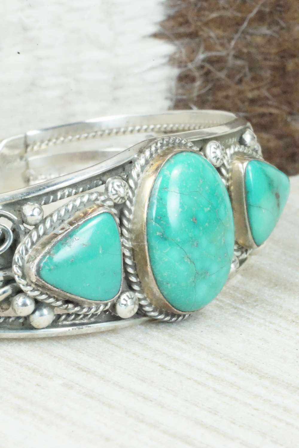 Turquoise & Sterling Silver Bracelet - Navajo