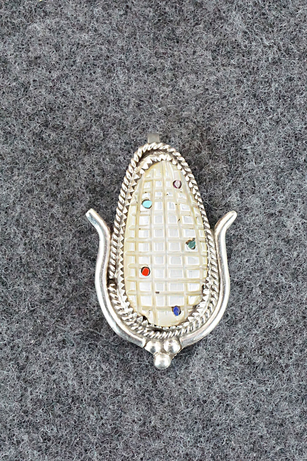 Mother of Pearl and Sterling Silver Pendant / Pin - Tracy Bowekaty