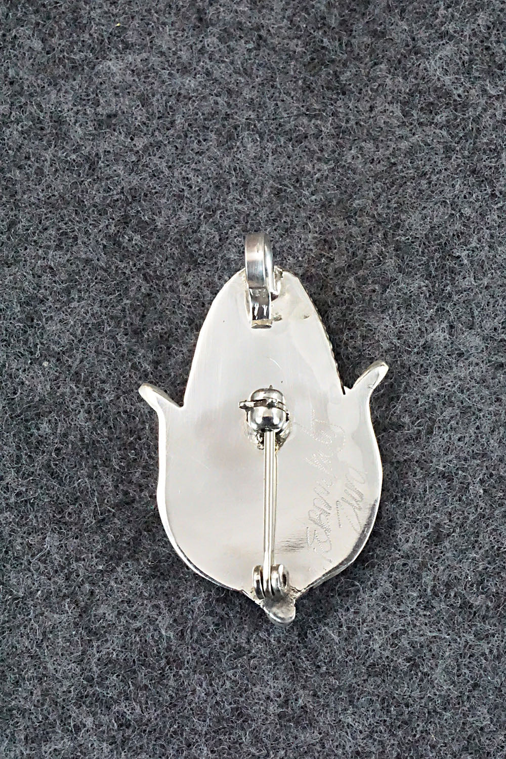 Mother of Pearl and Sterling Silver Pendant / Pin - Tracy Bowekaty