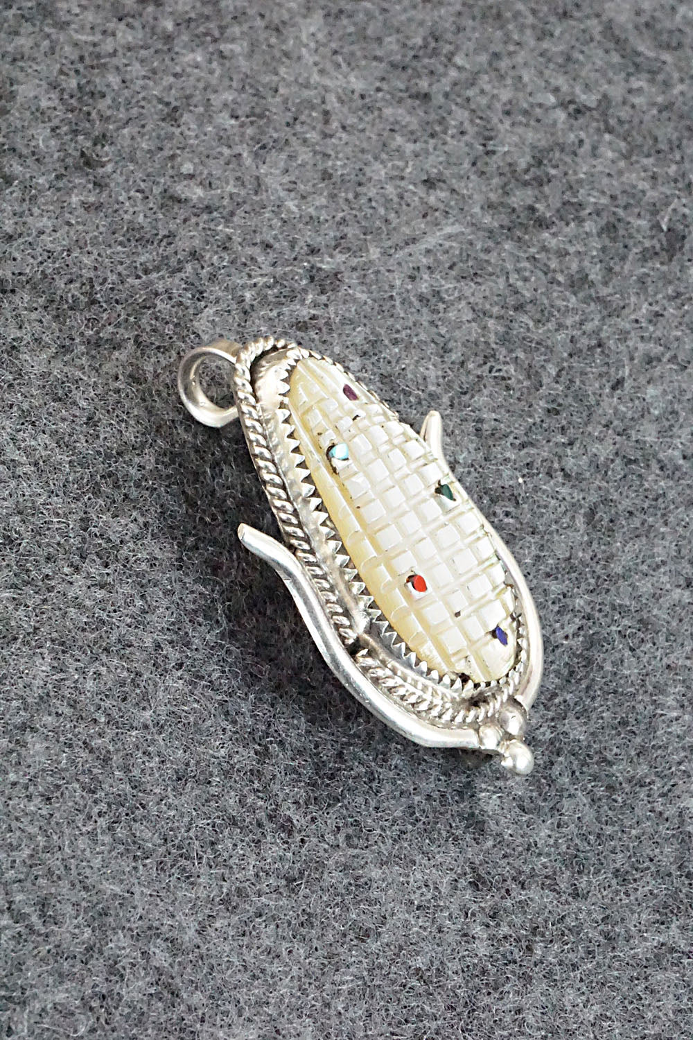 Mother of Pearl and Sterling Silver Pendant / Pin - Tracy Bowekaty