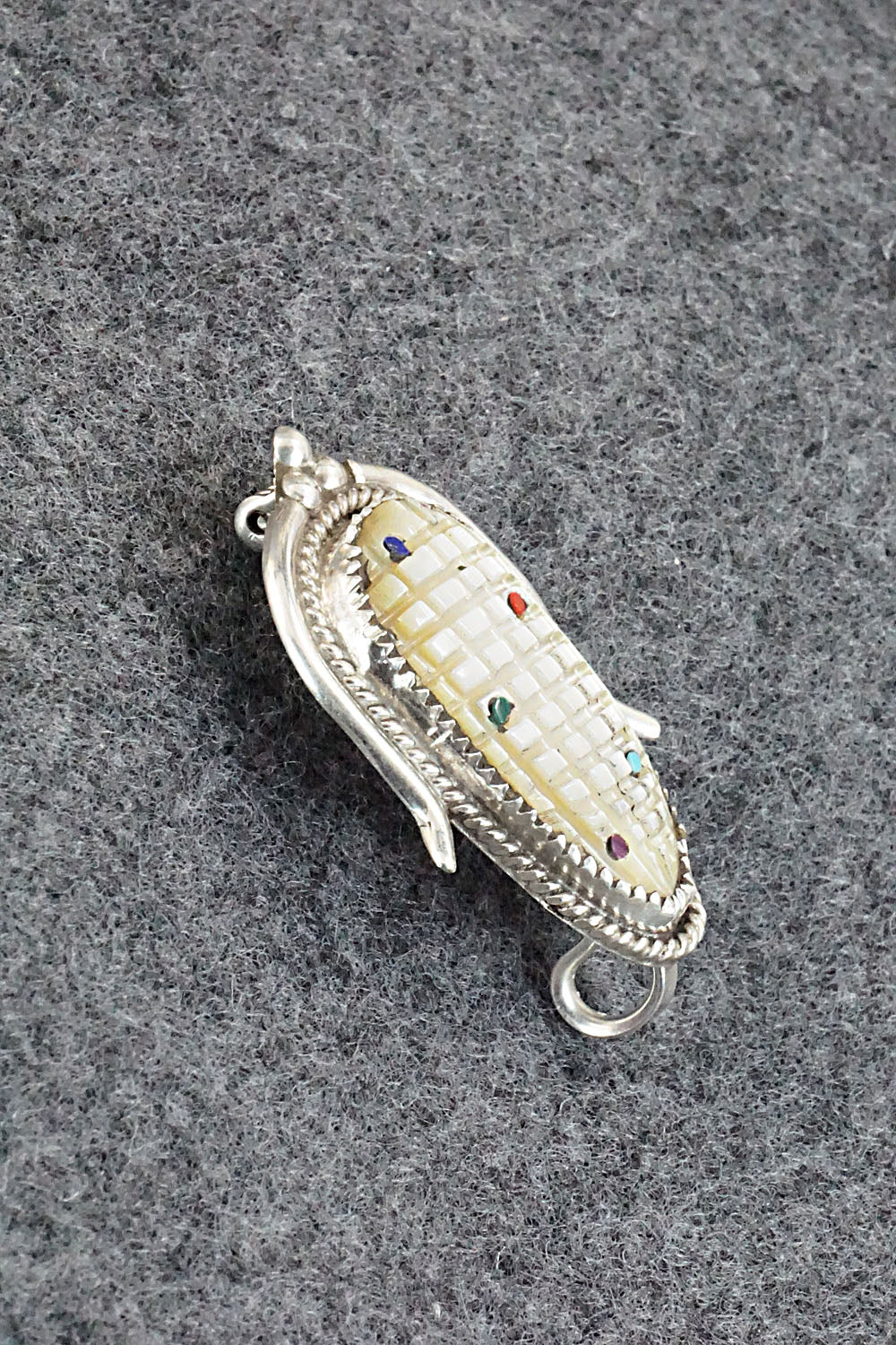 Mother of Pearl and Sterling Silver Pendant / Pin - Tracy Bowekaty