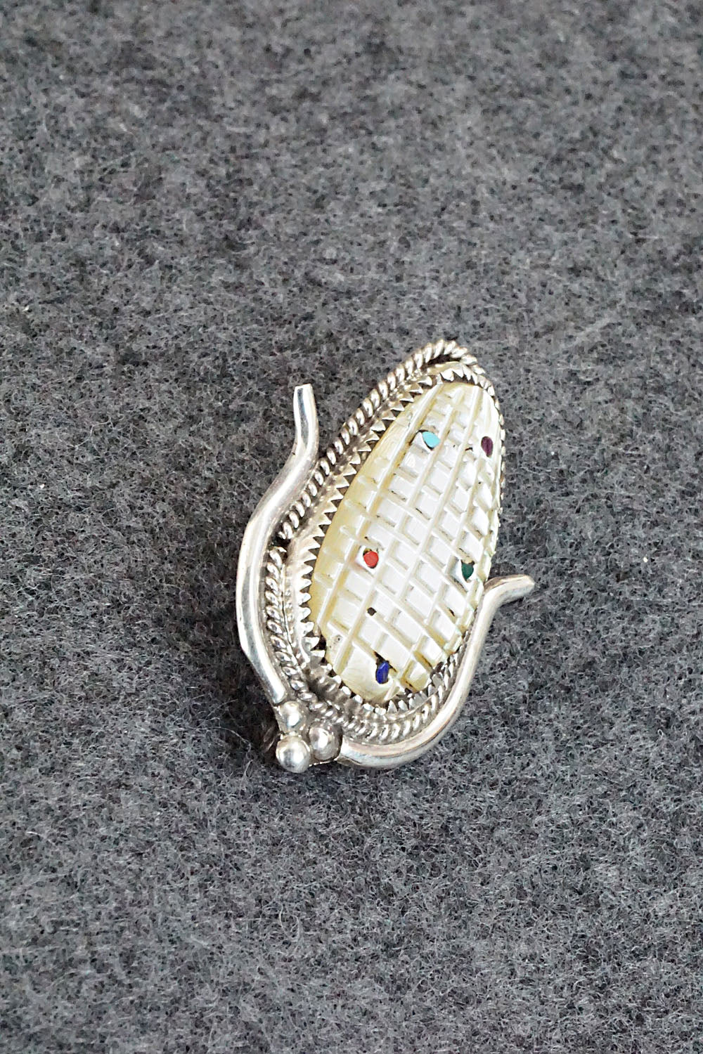 Mother of Pearl and Sterling Silver Pendant / Pin - Tracy Bowekaty