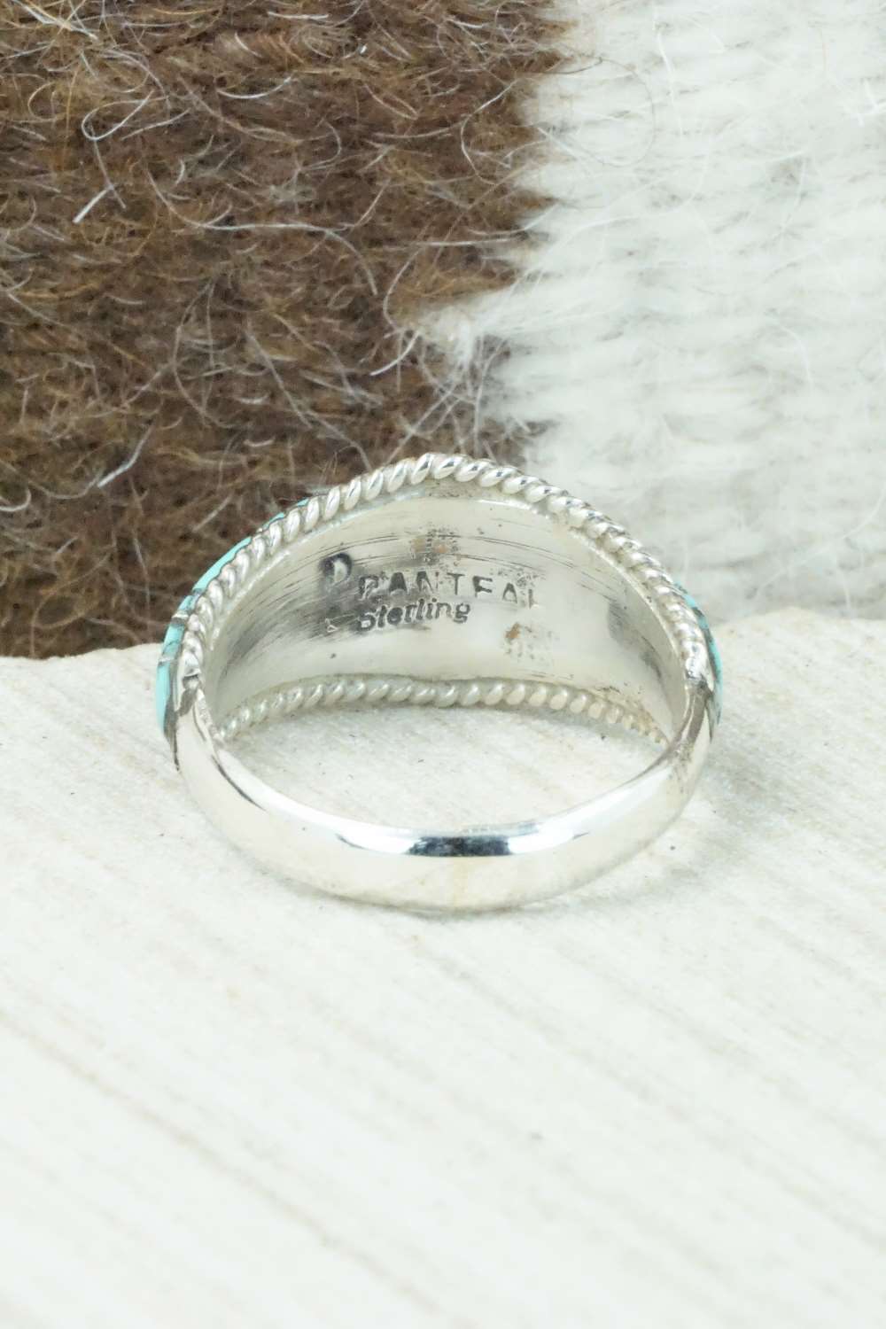 Turquoise & Sterling Silver Inlay Ring - Dierdre Panteah - Size 11