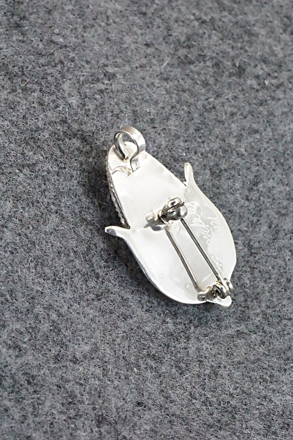 Mother of Pearl and Sterling Silver Pendant / Pin - Tracy Bowekaty