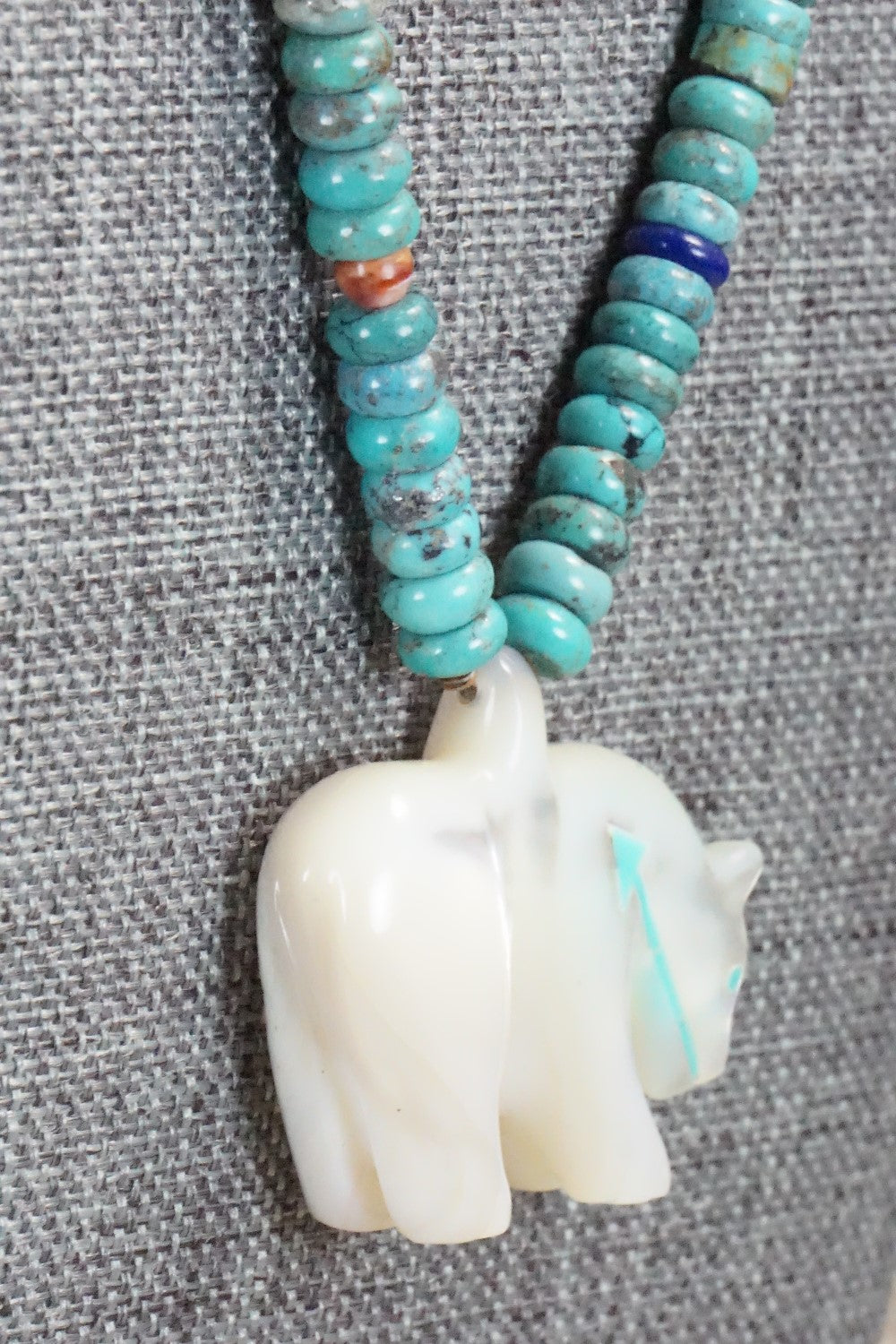 Bear Zuni Fetish Carving Necklace - Andres Quandelacy