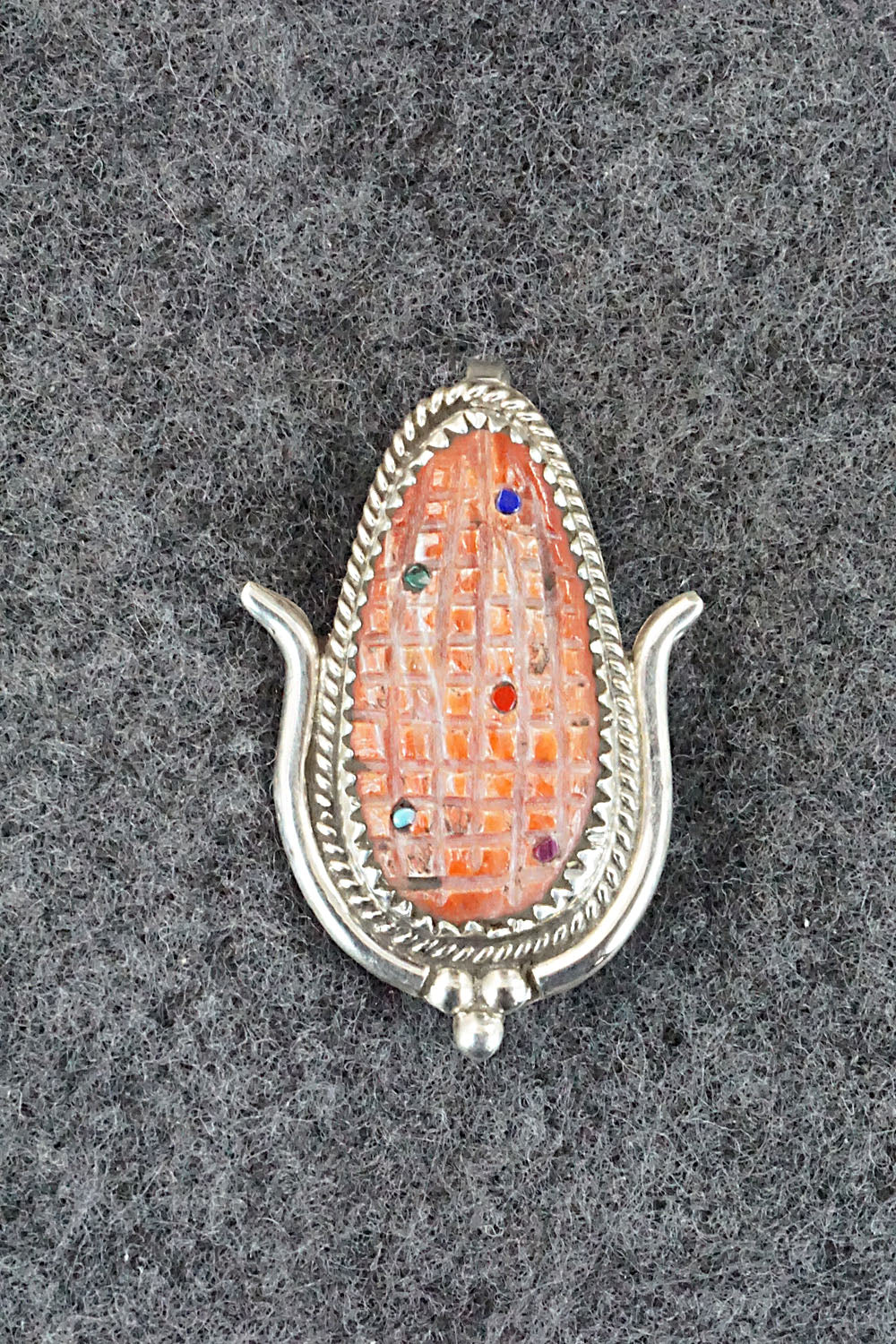 Spiny Oyster and Sterling Silver Pendant / Pin - Tracy Bowekaty