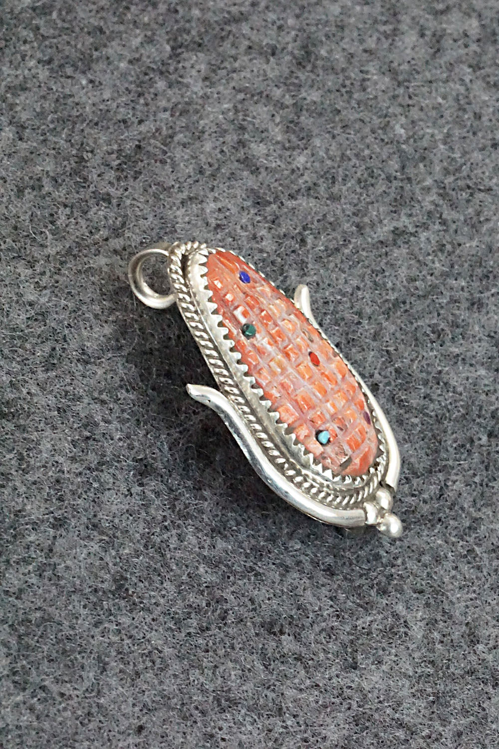Spiny Oyster and Sterling Silver Pendant / Pin - Tracy Bowekaty