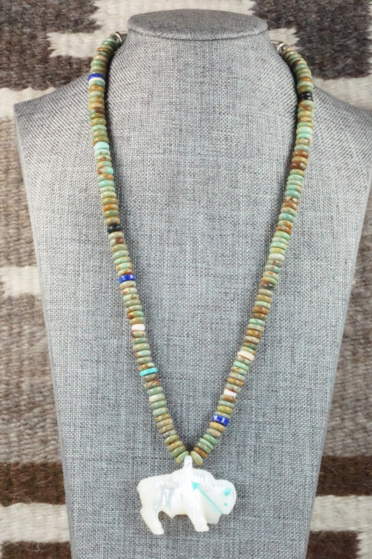 Buffalo Zuni Fetish Carving Necklace - Andres Quandelacy