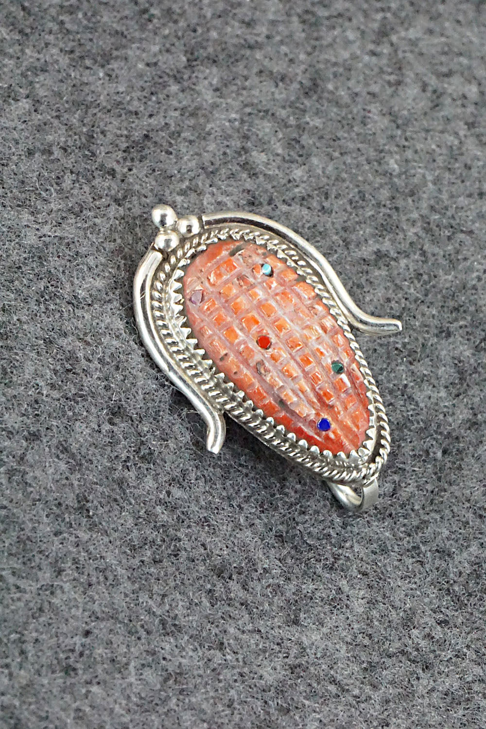 Spiny Oyster and Sterling Silver Pendant / Pin - Tracy Bowekaty