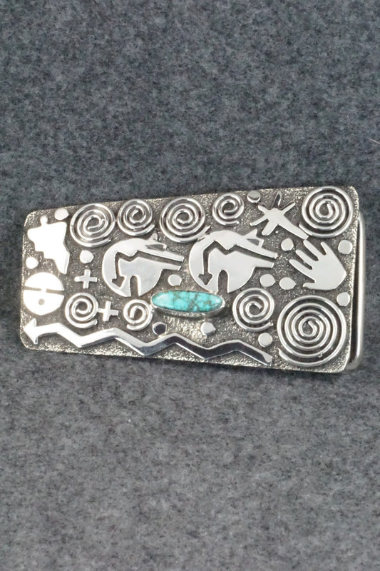 Turquoise & Sterling Silver Belt Buckle - Alex Sanchez