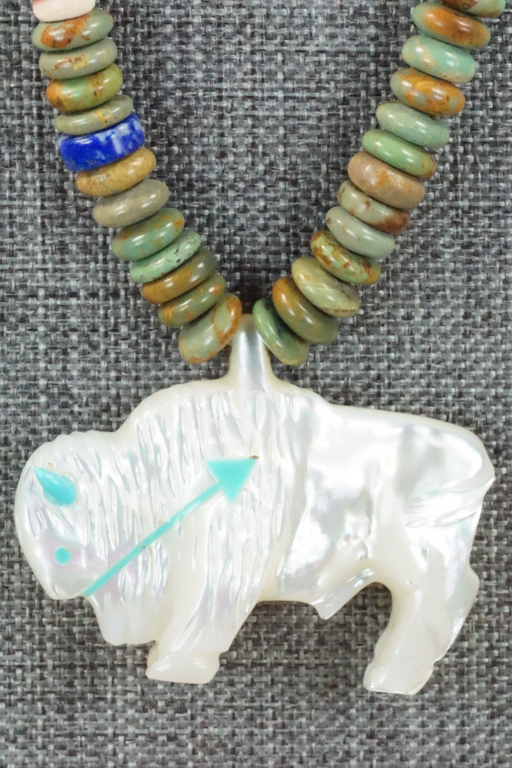 Buffalo Zuni Fetish Carving Necklace - Andres Quandelacy
