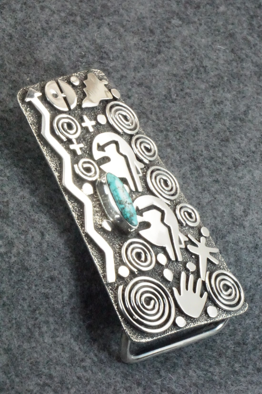 Turquoise & Sterling Silver Belt Buckle - Alex Sanchez