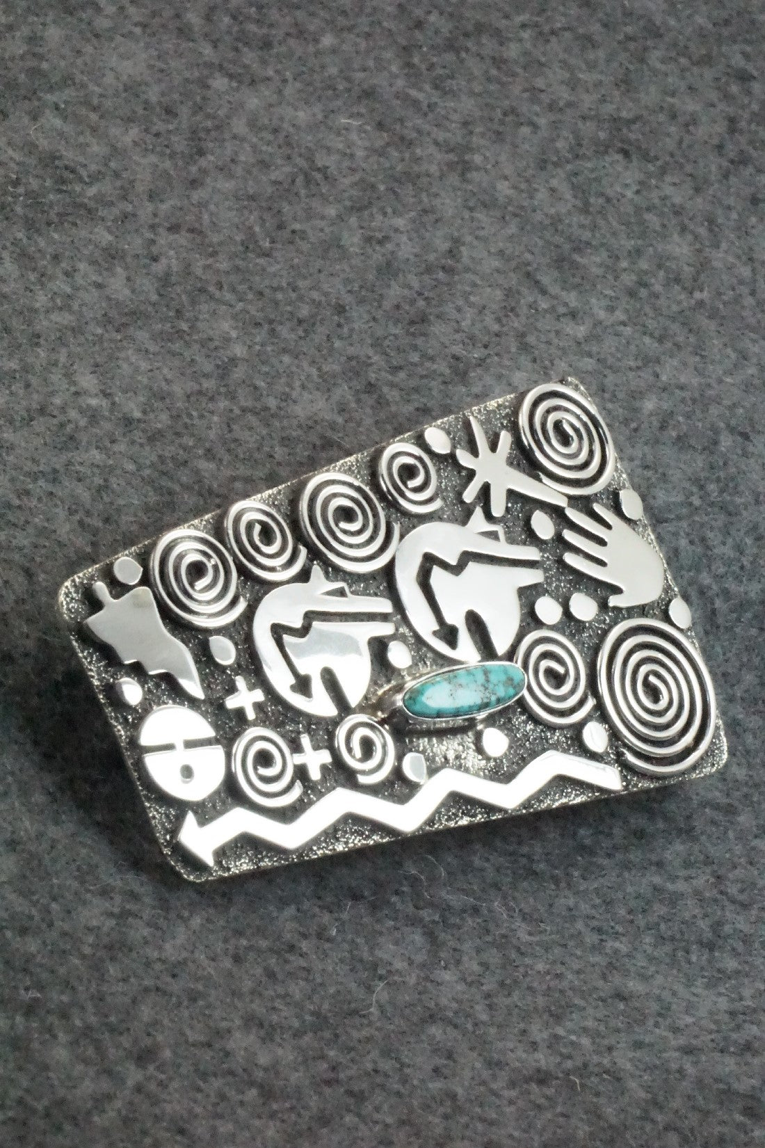 Turquoise & Sterling Silver Belt Buckle - Alex Sanchez
